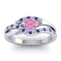 Pink Tourmaline Fashion Ring In 14k White Gold With Lab Diamond And Blue Sapphire – Zami Simple Ring