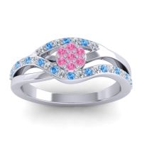 Pink Tourmaline Fashion Ring In 14k White Gold With Lab Diamond And Swiss Blue Topaz – Zami Simple Ring