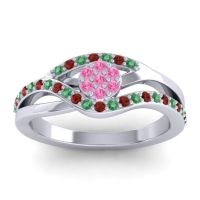 Pink Tourmaline Fashion Ring In 14k White Gold With Emerald And Garnet – Zami Simple Ring