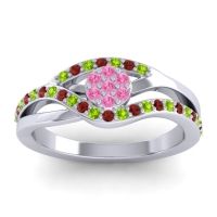 Pink Tourmaline Fashion Ring In 14k White Gold With Peridot And Garnet – Zami Simple Ring