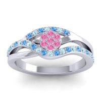 Pink Tourmaline Fashion Ring In 14k White Gold With Swiss Blue Topaz And Aquamarine – Zami Simple Ring