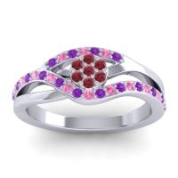 Ruby Fashion Ring In 14k White Gold With Amethyst And Pink Tourmaline – Zami Simple Ring