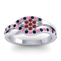 Ruby Fashion Ring In 14k White Gold With Black Onyx And Pink Tourmaline – Zami Simple Ring