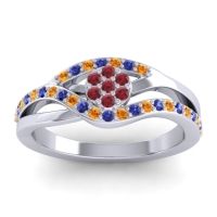 Ruby Fashion Ring In 14k White Gold With Citrine And Blue Sapphire – Zami Simple Ring
