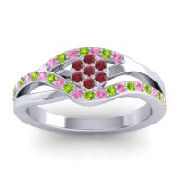 Ruby Fashion Ring In 14k White Gold With Pink Tourmaline And Peridot – Zami Simple Ring