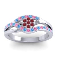 Ruby Fashion Ring In 14k White Gold With Swiss Blue Topaz And Pink Tourmaline – Zami Simple Ring