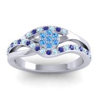 Swiss Blue Topaz Fashion Ring In 14k White Gold With Aquamarine And Blue Sapphire – Zami Simple Ring