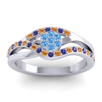 Swiss Blue Topaz Fashion Ring In 14k White Gold With Citrine And Blue Sapphire – Zami Simple Ring