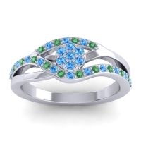 Swiss Blue Topaz Fashion Ring In 14k White Gold With Emerald – Zami Simple Ring