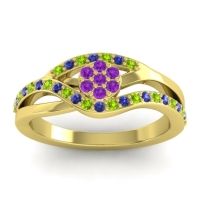 Amethyst Fashion Ring In 14k Yellow Gold With Peridot And Blue Sapphire – Zami Simple Ring