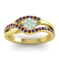 Aquamarine Fashion Ring In 14k Yellow Gold With Blue Sapphire And Garnet – Zami Simple Ring