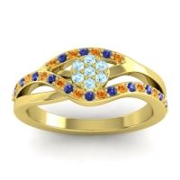 Aquamarine Fashion Ring In 14k Yellow Gold With Citrine And Blue Sapphire – Zami Simple Ring