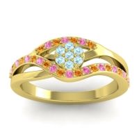 Aquamarine Fashion Ring In 14k Yellow Gold With Citrine And Pink Tourmaline – Zami Simple Ring