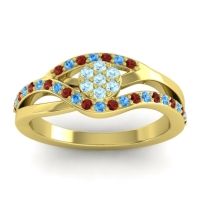 Aquamarine Fashion Ring In 14k Yellow Gold With Garnet And Swiss Blue Topaz – Zami Simple Ring