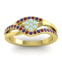 Aquamarine Fashion Ring In 14k Yellow Gold With Ruby And Blue Sapphire – Zami Simple Ring