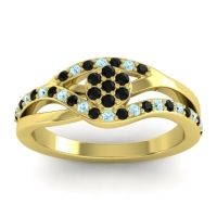 Black Onyx Fashion Ring In 14k Yellow Gold With Aquamarine – Zami Simple Ring