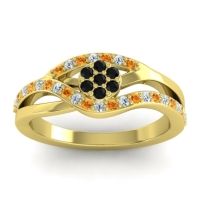 Black Onyx Fashion Ring In 14k Yellow Gold With Citrine And Lab Diamond – Zami Simple Ring