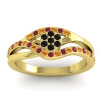 Black Onyx Fashion Ring In 14k Yellow Gold With Citrine And Ruby – Zami Simple Ring