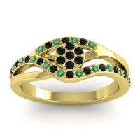 Black Onyx Fashion Ring In 14k Yellow Gold With Emerald – Zami Simple Ring
