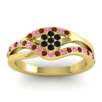 Black Onyx Fashion Ring In 14k Yellow Gold With Garnet And Pink Tourmaline – Zami Simple Ring