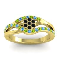 Black Onyx Fashion Ring In 14k Yellow Gold With Peridot And Swiss Blue Topaz – Zami Simple Ring