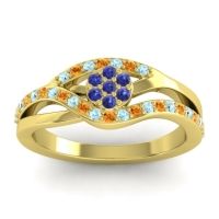 Blue Sapphire Fashion Ring In 14k Yellow Gold With Aquamarine And Citrine – Zami Simple Ring