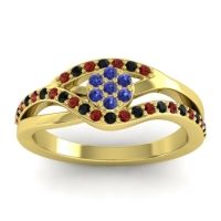 Blue Sapphire Fashion Ring In 14k Yellow Gold With Garnet And Black Onyx – Zami Simple Ring