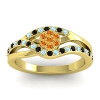Citrine Fashion Ring In 14k Yellow Gold With Aquamarine And Black Onyx – Zami Simple Ring
