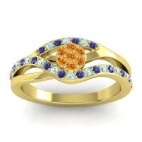 Citrine Fashion Ring In 14k Yellow Gold With Blue Sapphire And Aquamarine – Zami Simple Ring