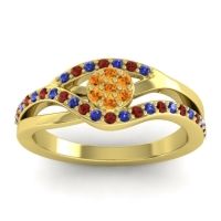 Citrine Fashion Ring In 14k Yellow Gold With Blue Sapphire And Garnet – Zami Simple Ring