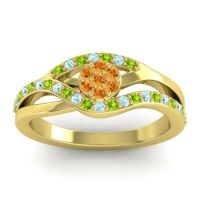 Citrine Fashion Ring In 14k Yellow Gold With Peridot And Aquamarine – Zami Simple Ring