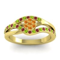 Citrine Fashion Ring In 14k Yellow Gold With Peridot And Ruby – Zami Simple Ring