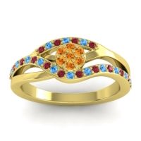 Citrine Fashion Ring In 14k Yellow Gold With Ruby And Swiss Blue Topaz – Zami Simple Ring