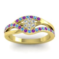 Lab Diamond Fashion Ring In 14k Yellow Gold With Amethyst And Swiss Blue Topaz – Zami Simple Ring