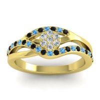 Lab Diamond Fashion Ring In 14k Yellow Gold With Black Onyx And Swiss Blue Topaz – Zami Simple Ring