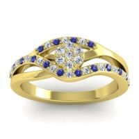 Diamond Fashion Ring In 14k Yellow Gold With Blue Sapphire And Lab Diamond – Zami Simple Ring