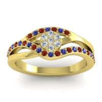 Diamond Fashion Ring In 14k Yellow Gold With Garnet And Blue Sapphire – Zami Simple Ring