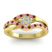 Diamond Fashion Ring In 14k Yellow Gold With Garnet And Pink Tourmaline – Zami Simple Ring