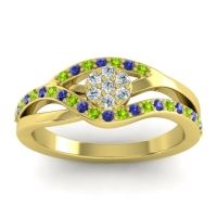 Lab Diamond Fashion Ring In 14k Yellow Gold With Peridot And Blue Sapphire – Zami Simple Ring