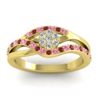 Lab Diamond Fashion Ring In 14k Yellow Gold With Pink Tourmaline And Ruby – Zami Simple Ring