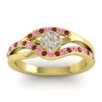 Lab Diamond Fashion Ring In 14k Yellow Gold With Ruby And Pink Tourmaline – Zami Simple Ring