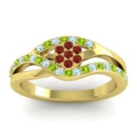 Garnet Fashion Ring In 14k Yellow Gold With Aquamarine And Peridot – Zami Simple Ring