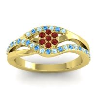 Garnet Fashion Ring In 14k Yellow Gold With Aquamarine And Swiss Blue Topaz – Zami Simple Ring