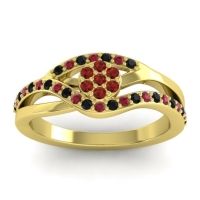 Garnet Fashion Ring In 14k Yellow Gold With Black Onyx And Ruby – Zami Simple Ring