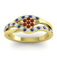 Garnet Fashion Ring In 14k Yellow Gold With Blue Sapphire And Aquamarine – Zami Simple Ring