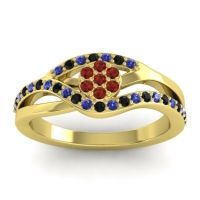Garnet Fashion Ring In 14k Yellow Gold With Blue Sapphire And Black Onyx – Zami Simple Ring