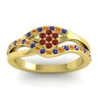 Garnet Fashion Ring In 14k Yellow Gold With Blue Sapphire And Citrine – Zami Simple Ring