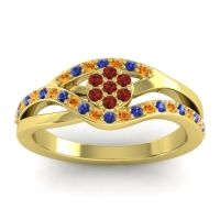 Garnet Fashion Ring In 14k Yellow Gold With Citrine And Blue Sapphire – Zami Simple Ring