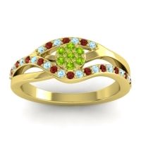 Peridot Fashion Ring In 14k Yellow Gold With Aquamarine And Garnet – Zami Simple Ring