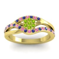 Peridot Fashion Ring In 14k Yellow Gold With Blue Sapphire And Pink Tourmaline – Zami Simple Ring